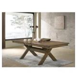 Raven Wood Cross-Buck Base Dining Table with Butterfly Leaf 2boxes
