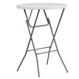 Flash Furniture 2.6-Foot Round Granite White Plastic Bar Height Folding Table