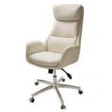 glitzhome mid century modern cream bonded leather gaslight adjustable Swivel office chair