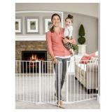 Regalo Open Area Baby Gate in White, up to 76" with Walk Through Door
