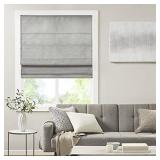 Madison Park Cordless Roman Shades-Fabric Privacy Panel Darkening Energy Efficient, Thermal Insulated Window Blind Treatment, for Bedroom, Living Room Decor, 33x64, Como, Grey