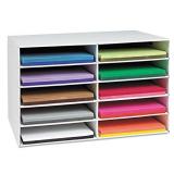 Classroom Keepers 12" x 18" Construction Paper Storage, 10-Slot, White, 16-7/8"H x 26-7/8"W x 18-1/2"D, 1 Piece
