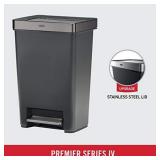 Rubbermaid Premier Series IV Step-On Trash Can for Home and Kitchen, with Stainless Steel Lid, 12.4 Gallon, Charcoal