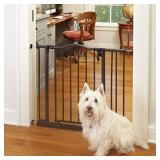 MYPET 38.25" wide Windsor Arch Pet Gate: Heavy duty metal construction with triple lock technology. Dog gate & cat gate. Pressure Mount. Fits 28.25" - 38.25" wide (28.5" tall, Matte Bronze)