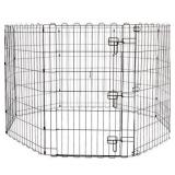 Foldable Metal Pet Dog Exercise Fence Pen With Gate - 60 x 60 x 36 Inches