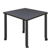 Kee 36" Square Mobile Breakroom Table- Grey/ Black- Retail:$249.99 DAMAGED - SEE PHOTOS, NO LEGS