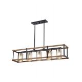 Desaki Faux Wood Grain/Matte Black 5-light Chandelier- Retail:$245.99