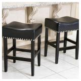 Lisette 26-inch Backless Black Leather Counter Stool (Set of 2) by Christopher Knight Home- Retail:$173.91