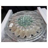 LuxenHome Multi-Color Iron Flower Round Wall Applique Decor 32"D