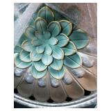LuxenHome Multi-Color Iron Flower Round Wall Applique Decor 32"D