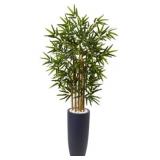 Nearly Natural Silk 4-foot Artificial Bamboo Tree in Grey Cylinder Planter- Retail:$106.49