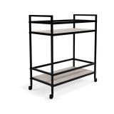 Waylowe Black Metal Open 2-shelf Rolling Bar Cart - 28"W x 14"D x 32"H- Retail:$154.21