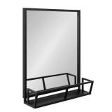 Kate and Laurel Jackson Rustic Black Metal Organizer Mirror With Shelf - 22x29- Retail:$172.99
