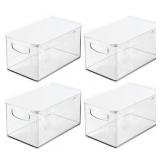 mDesign Plastic Kitchen Food Storage Bin with Handles, Lid, 4 Pack