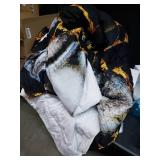 Blessliving 3 Piece Marble Comforter Set with Pillow Shams Blue Gold Marble Bedding Set with 3D Printed Designs Reversible Comforter Full/Queen Size