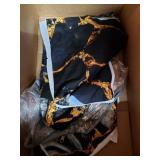 Blessliving 3 Piece Marble Comforter Set with Pillow Shams Blue Gold Marble Bedding Set with 3D Printed Designs Reversible Comforter Full/Queen Size