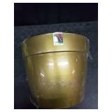 DecoPots - 12.6 Inch Self Watering Planter - Modern Flower Pot with Water Level Indicator for All House Plants, Flowers, Herbs - Height 9.8 inches (Diameter 12.6", Gold )