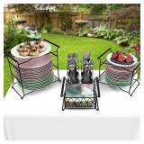 sorbus buffet caddy - 7-piece stackable set includes plate, napkin, and silverware holder, 3-tier detachable tabletop organizer - ideal for kitchen, dining, entertaining, parties,t