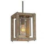 Rustic Wood Cage 1-light Kitchen Islands Pendant Lights - L8"xW8"xH10.5"- Retail:$152.99