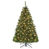 Veikous 6FT/7.5FT Pre-lit Christmas Tree Snow Flocked/Artificial with Lights and Metal Stand- Retail:$139.99