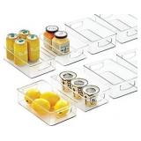 MDesign 4"x10"x3" Plastic Trays, Clear, 6 Pack