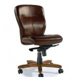 Brown Leather Armless Swivel Tilt Chair- Retail:$1039.99