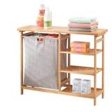 mDesign Bamboo Freestanding Laundry Hamper Basket Table