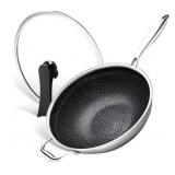 Michelangelo SUS 304 Wok With Handled Lid