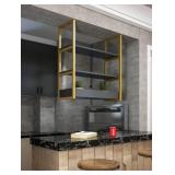 DIYHD 3 Layer Ceiling Mount Black Flat Pipe Shelf Bracket No Wooden Box