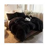 XeGe Plush Shaggy Duvet Cover Set King, Black