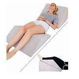 Lisenwood Foam Bed Wedge Pillow Set - 2 Separated Sit Up Pillows for Bed - Angled Bed Pillow, Triangle Pillow for Back and Legs Support Gray