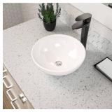 Vessel Sink Round, Dcolora 16 Inch White Vessel Sink Ceramic Porcelain Round Bathroom Vessel Sink Above Counter Vanity Sink Basin