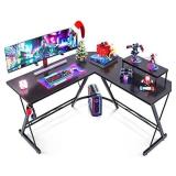 L Shaped Gaming Desk, Home Office Desk with Round Corner, Computer Desk with Large Monitor Stand Desk Workstation