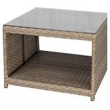 DIMAR garden Outdoor Coffee Table Wicker Patio Furniture Conversation Set Lawn Garden Tea Table Rattan Patio Coffee Tables with Glass Top