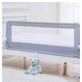 Baby Toddler Bed Rail 59 inch Guard Extra Long Foldable Safety Bedrail with Reinforced Anchor Safety System (Gray)