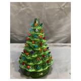 15" Ceramic Christmas Tree W Green Base Prelit Xmas Extra Yellow Star Topper For
