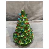 15" Ceramic Christmas Tree W Green Base Prelit Xmas Extra Yellow Star Topper For