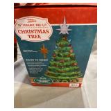 15" Ceramic Christmas Tree W Green Base Prelit Xmas Extra Yellow Star Topper For