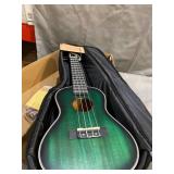 Donner Concert Ukulele Professional 23 Inch Mahogany Ukelele for Kid Adult Beginner Ukele Bundle with Online Lesson Gig Bag Aquila String Pick Tuner Strap Cloth DUC-200G Green