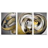 Gold Abstract Canvas Wall Art 3 Pieces Black and White Modern Print Painting Stroke Artwork