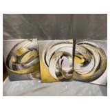 Gold Abstract Canvas Wall Art 3 Pieces Black and White Modern Print Painting Stroke Artwork