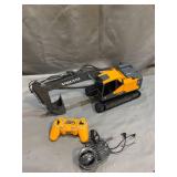 Volvo RC Excavator 3 in 1 Construction Truck Metal Shovel and Drill 17 Channel 1/16 Scale Full Functional with 2 Bonus Tools Hydraulic Electric Remote Control Excavator Construction Tractor
