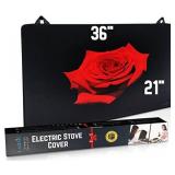 Larsic Stove Cover - Protects Electric Stove Washer Dryer Top. Anti-Slip Coating Waterproof Stove Gap Foldable Prevent Scratching, Expands Usable Space (36X21, Rose)