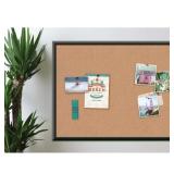 U Brands Cork Bulletin Board, 23" x 17", Self-Healing Cork, Black Aluminum Frame, 2879U