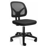 KOLLIEE Armless Office Chair Mesh Ergonomic Small Desk Chair Armless Adjustable Swivel Black Computer Task Chair No Armrest Mid Back Home Office Chair for Small Spaces