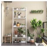 NATRKE 4 Tier Bookshelf, Metal Ladder Shelf, Freestanding Storage Shelves, Storage Rack Shelf for Office, Bathroom, Living Room,White