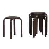 Linon Backless Wood Stacking Stools, 17" Seat Height, Set of 4, Wenge Finish