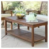 Solid Acacia Wood Outdoor Patio Coffee Table in Dark Brown