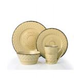 Lorren Home Trends 16 Piece Distressed Weave Dinnerware Set, Service for 4