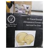 Lorren Home Trends 16 Piece Distressed Weave Dinnerware Set, Service for 4